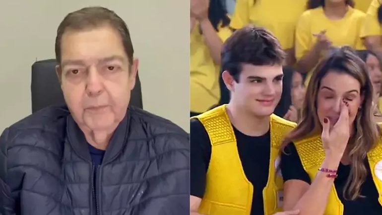 Faustão aparece no SBT em homenagem à esposa